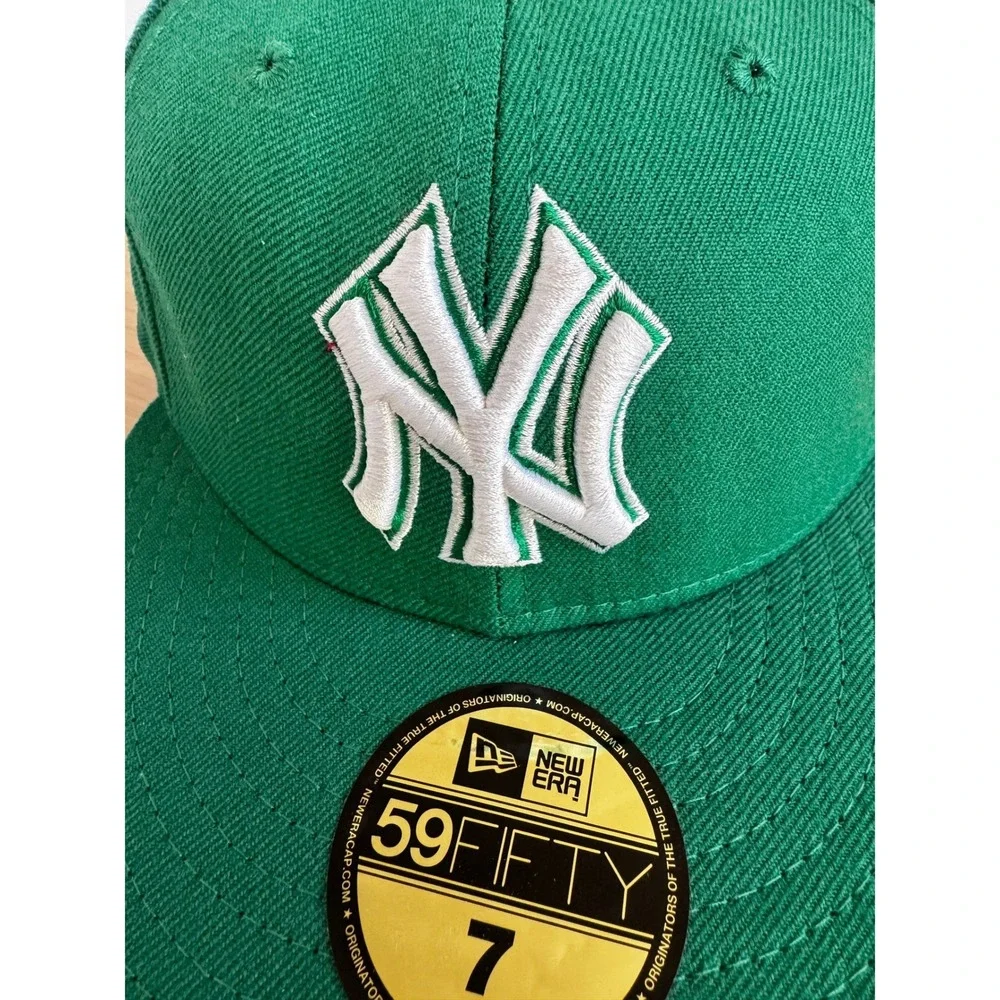 New Era 59FIFTY New York Yankees MLB Fitted Hat Green White Size 7 55.8cm